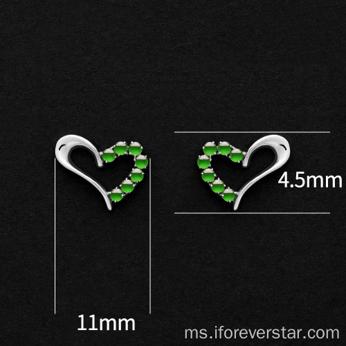 Anting -anting stud jadeite warna hijau penuh